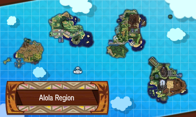 Alola region map from the Pokémon games