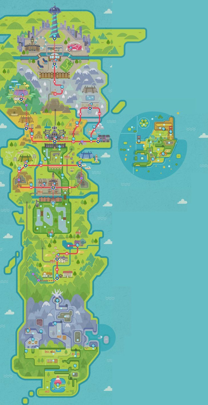 Galar region map from the Pokémon games