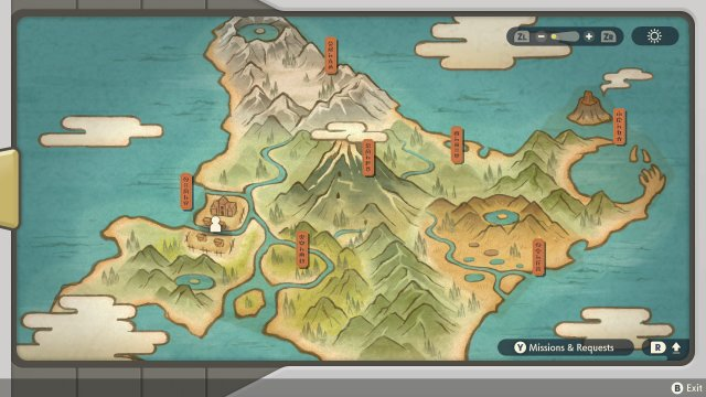 Hisui region map from the Pokémon games