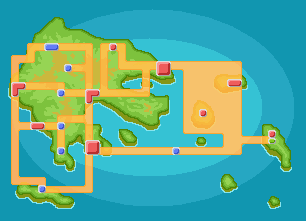 Hoenn region map from the Pokémon games