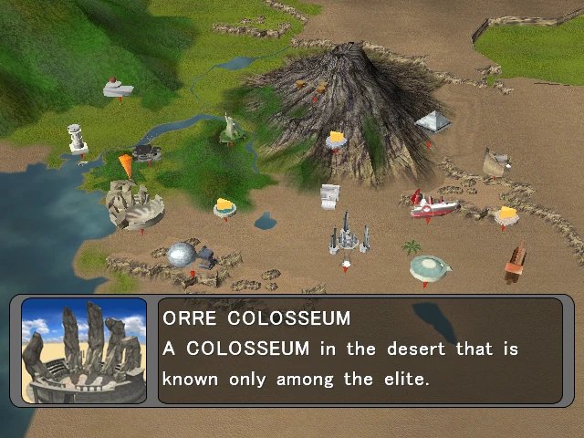 Orre region map from the Pokémon games