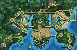 Unova region map from the Pokémon games